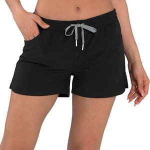 Actleis Womens Drawstring Swim Shorts UPF50+ Quick Dry Black Size L    A193-17